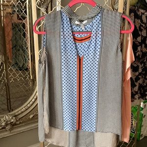 Sleeveless patterned Derek Lam silk top.